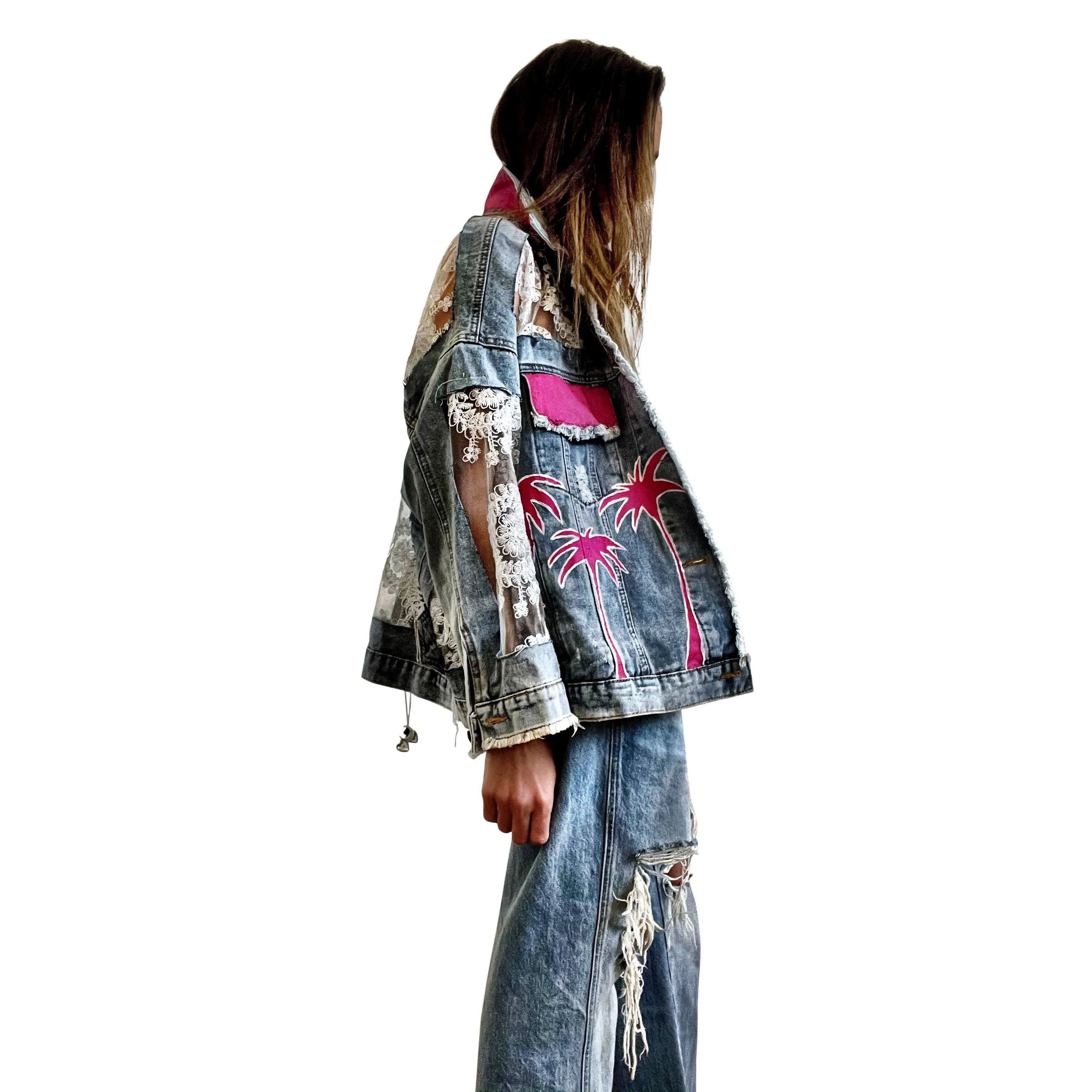 'PINK PALMS' DENIM JACKET