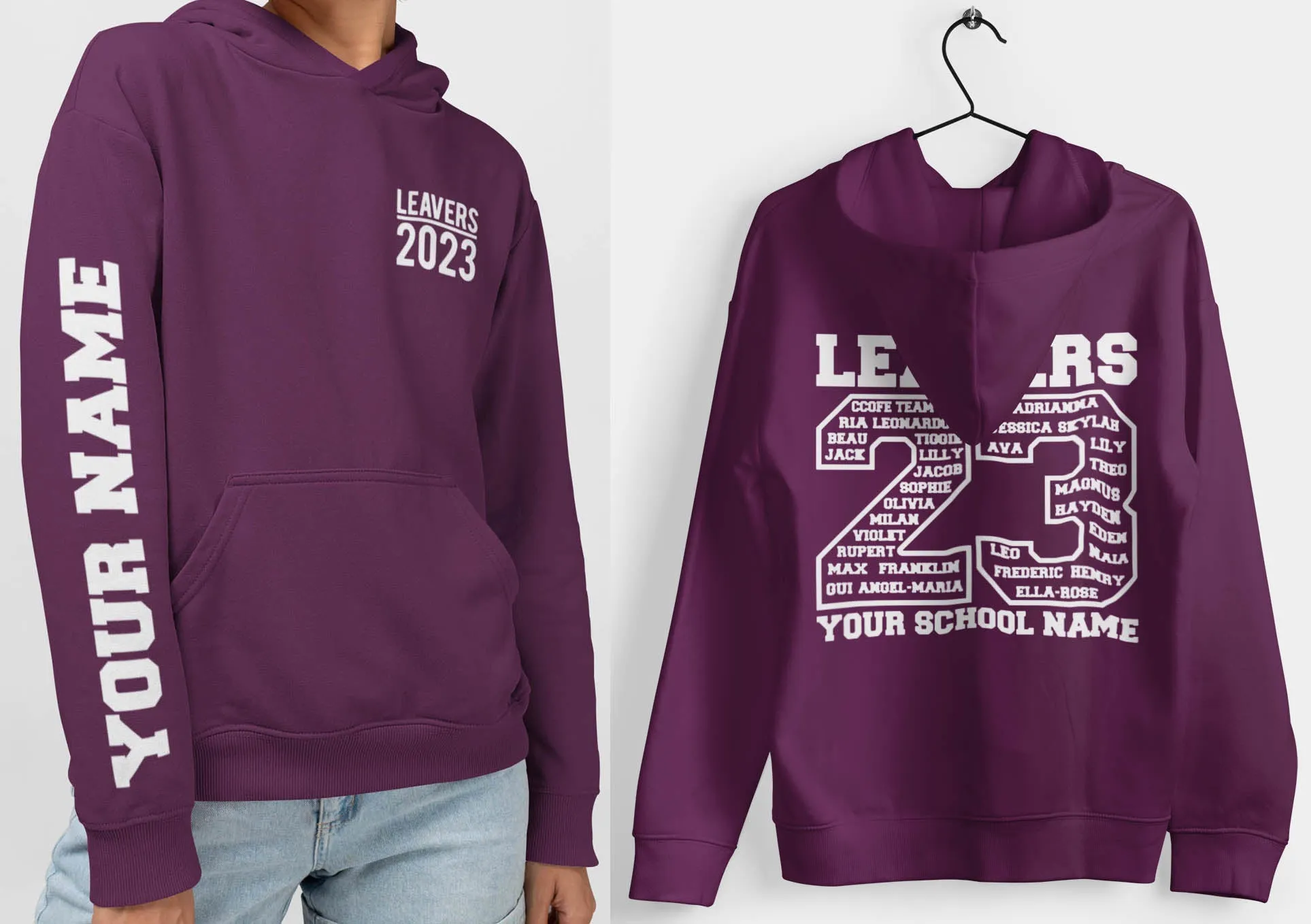 Plum Leavers Hoodie, Schools, Colleges, Universities & Clubs 2023