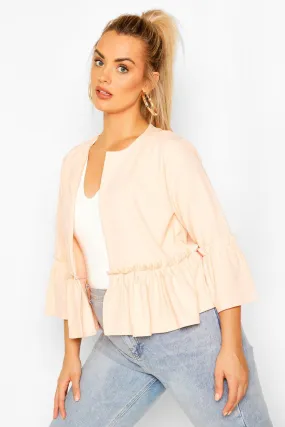 Plus Ruffle Collarless Blazer