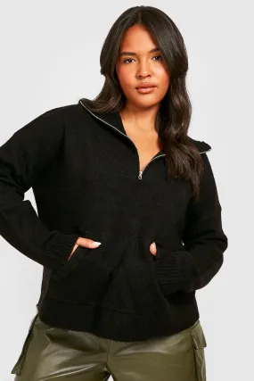 Plus Zip Collared Polo Sweater