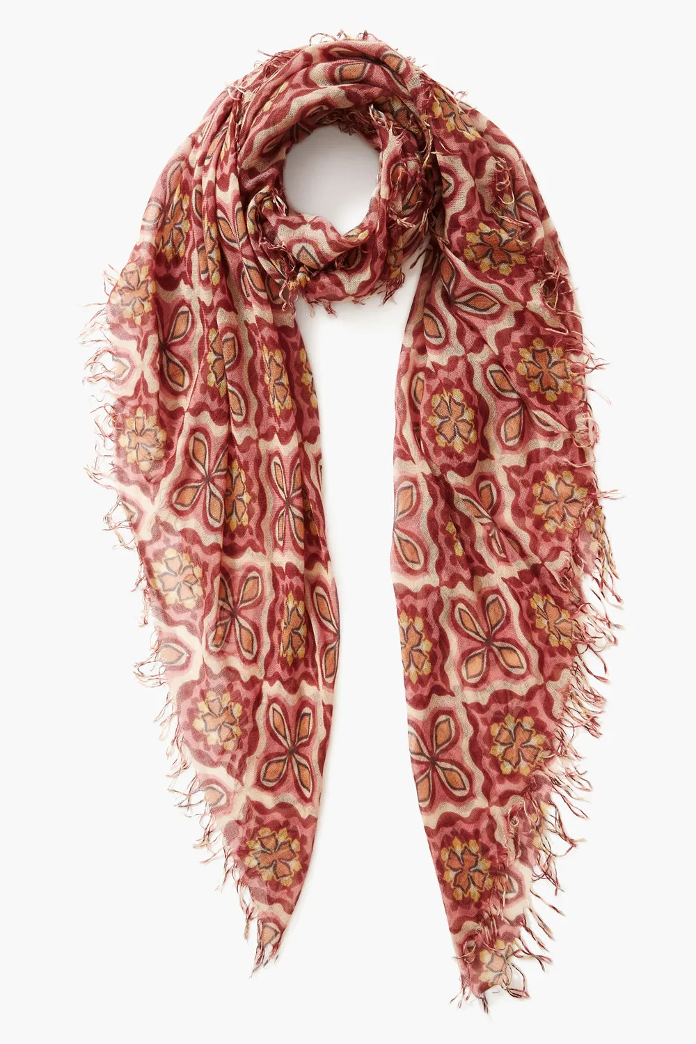 Pomegranate Crux Cashmere Silk Scarf - Buy Online Now!