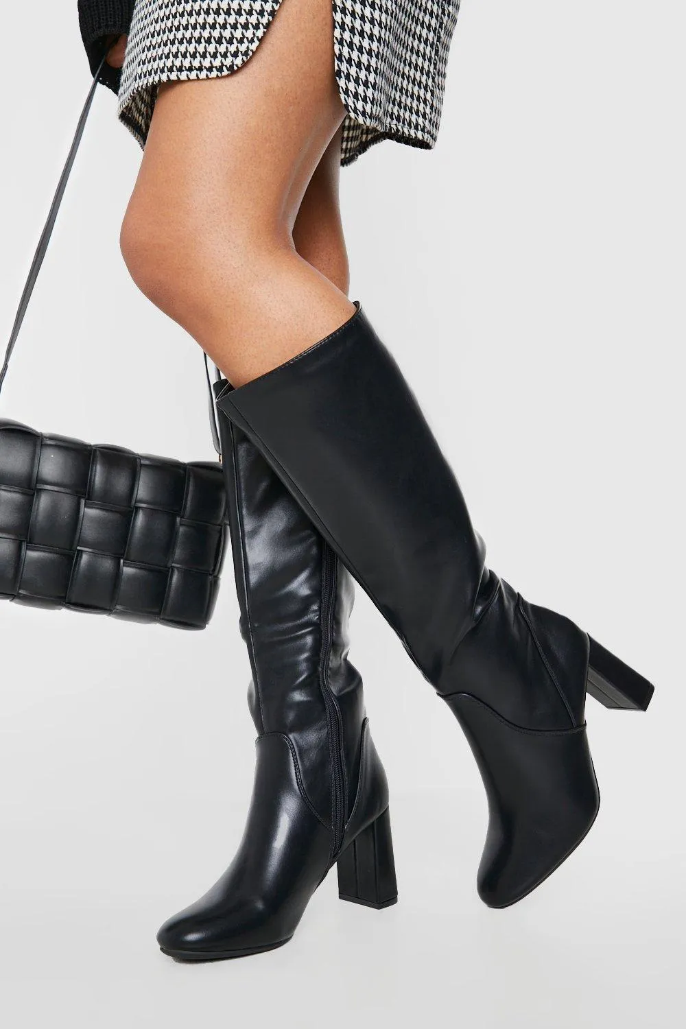 Pu Knee High Heeled Boots