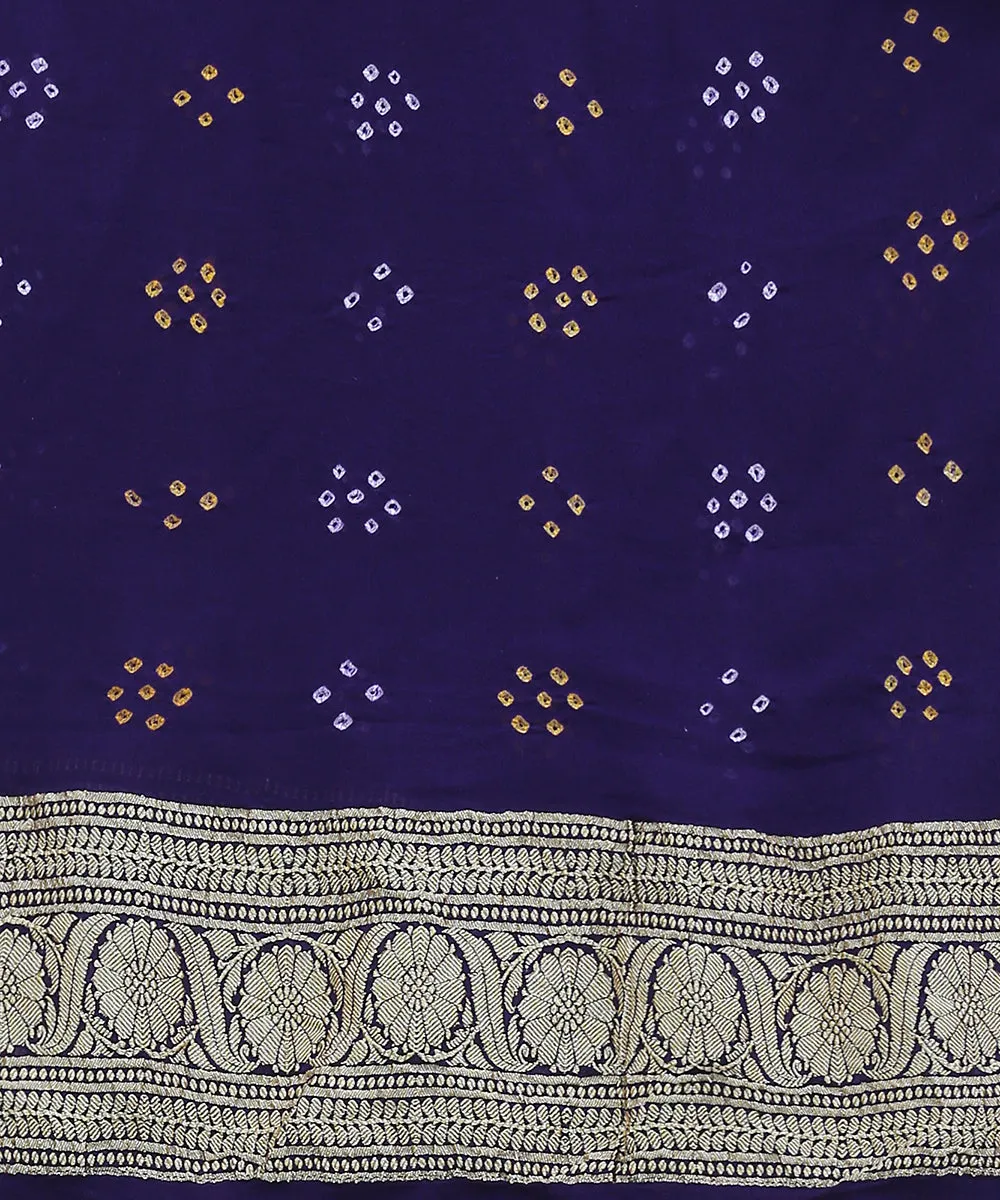 Purple Handloom Banarasi Georgette Bandhani Saree