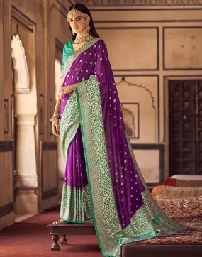 Purple Silk Banarasi Saree