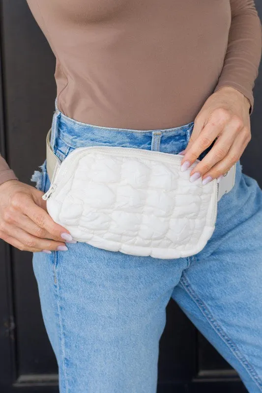 Quilted Puffer Sling Belt Bag - Anya