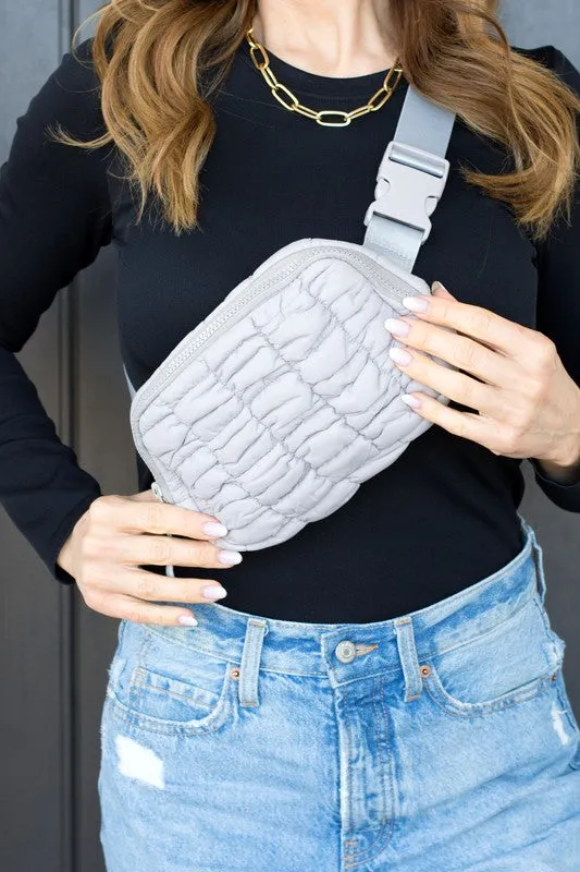 Quilted Puffer Sling Belt Fanny Bum Bag