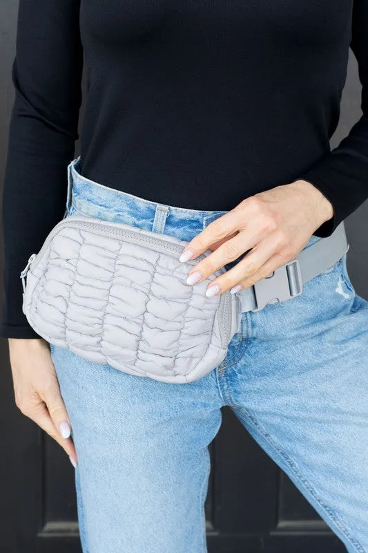 Quilted Puffer Sling Belt Fanny Bum Bag