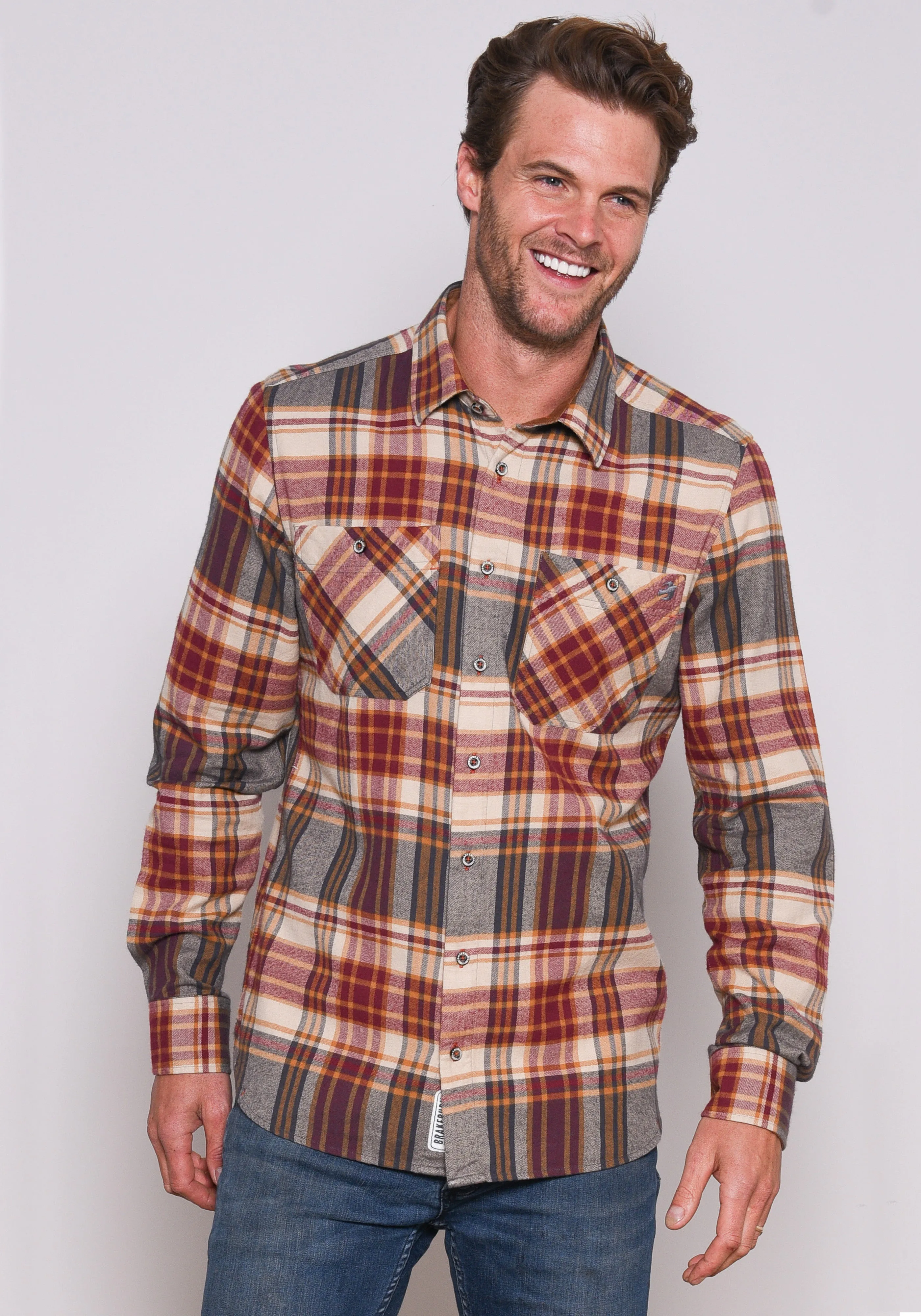 Red plaid flannel shirt.