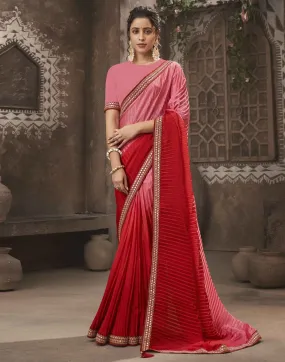 Red Plain Saree