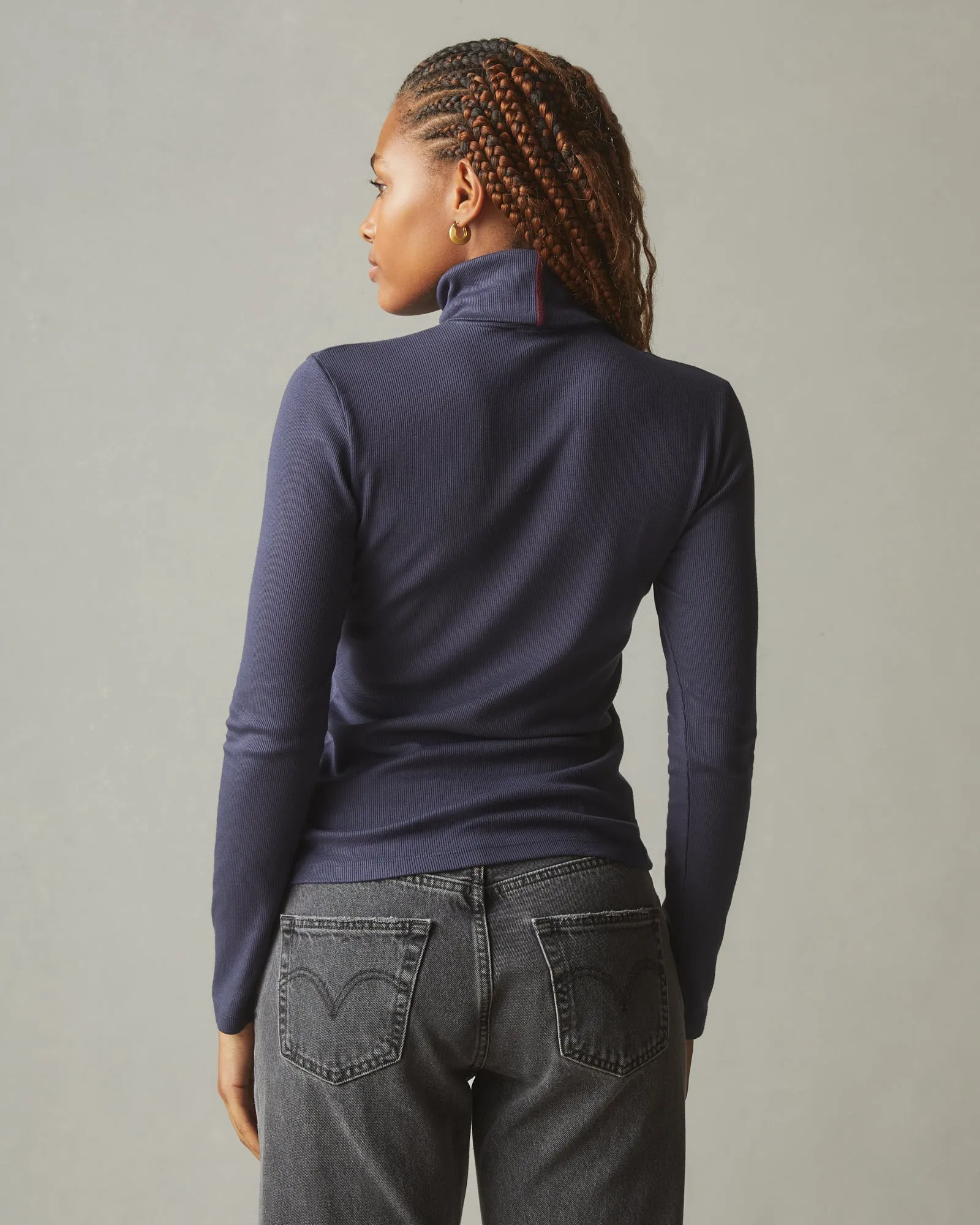 Ribbed Turtleneck - Deep Blue