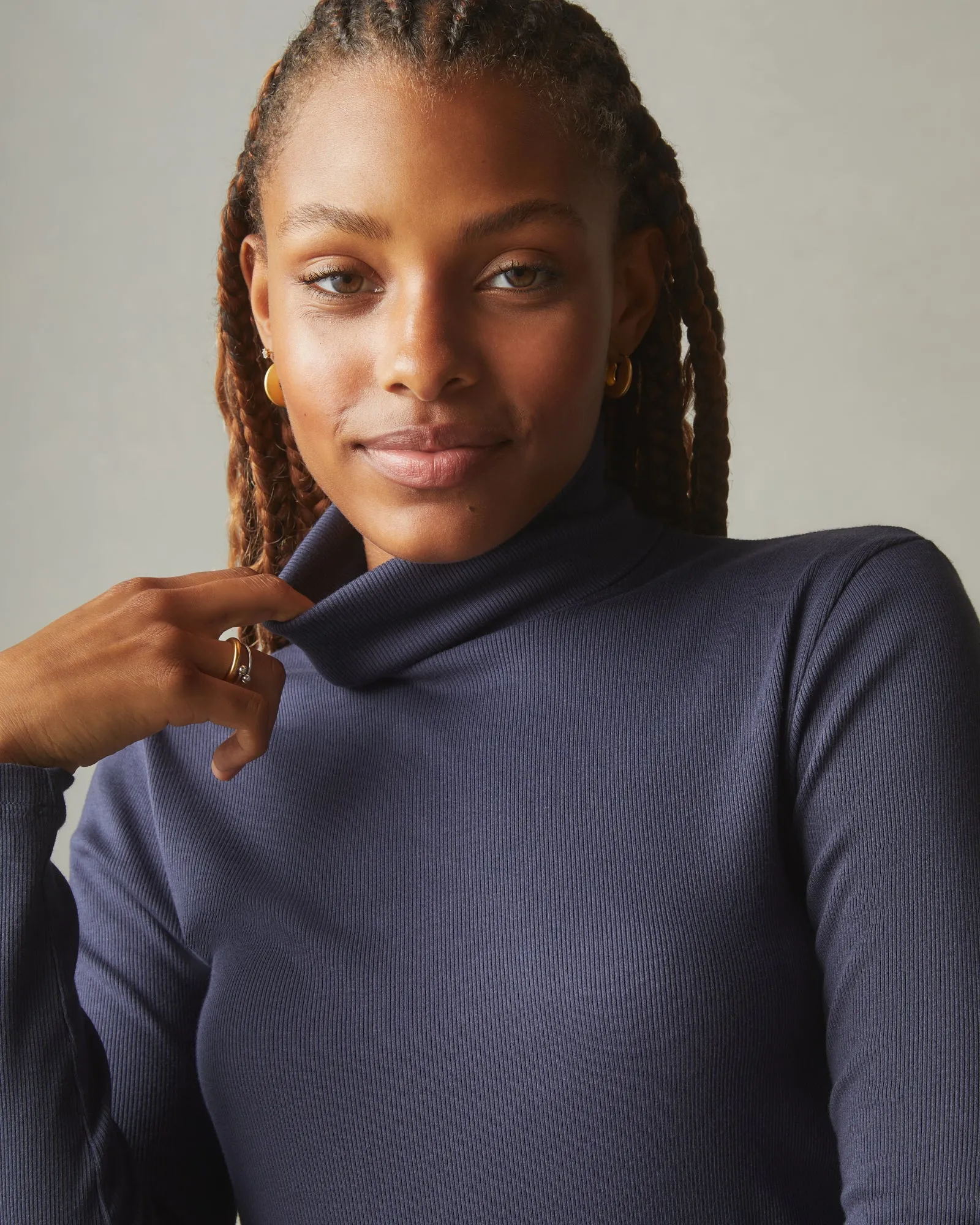 Ribbed Turtleneck - Deep Blue