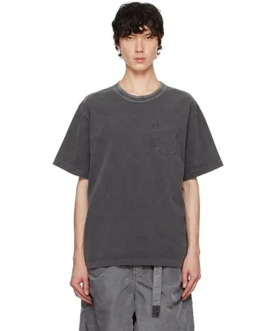 Sacai Gray Garment Dye Cotton Jersey T-shirt