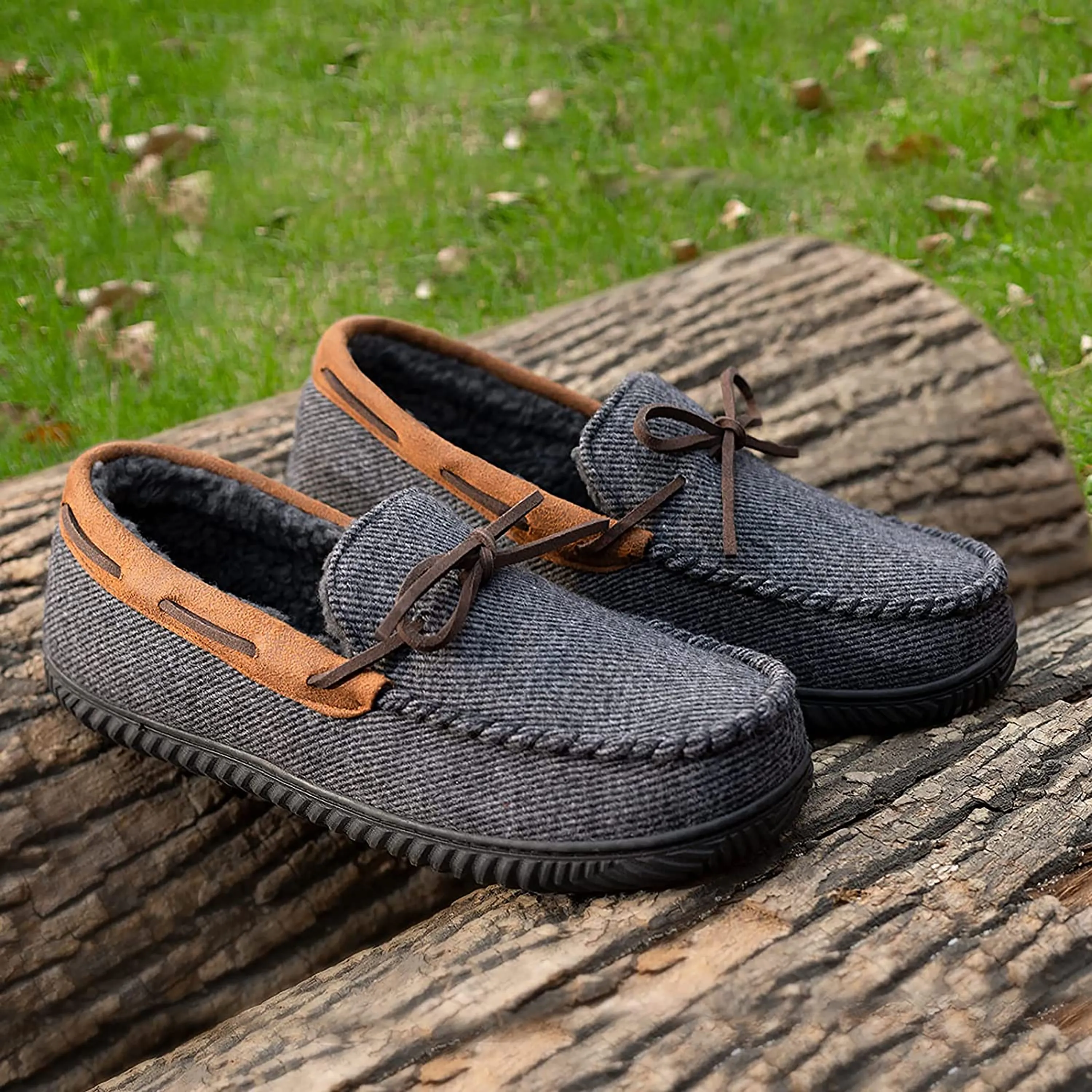 Samuel Sherpa Lined Moccasin Slipper for Men 