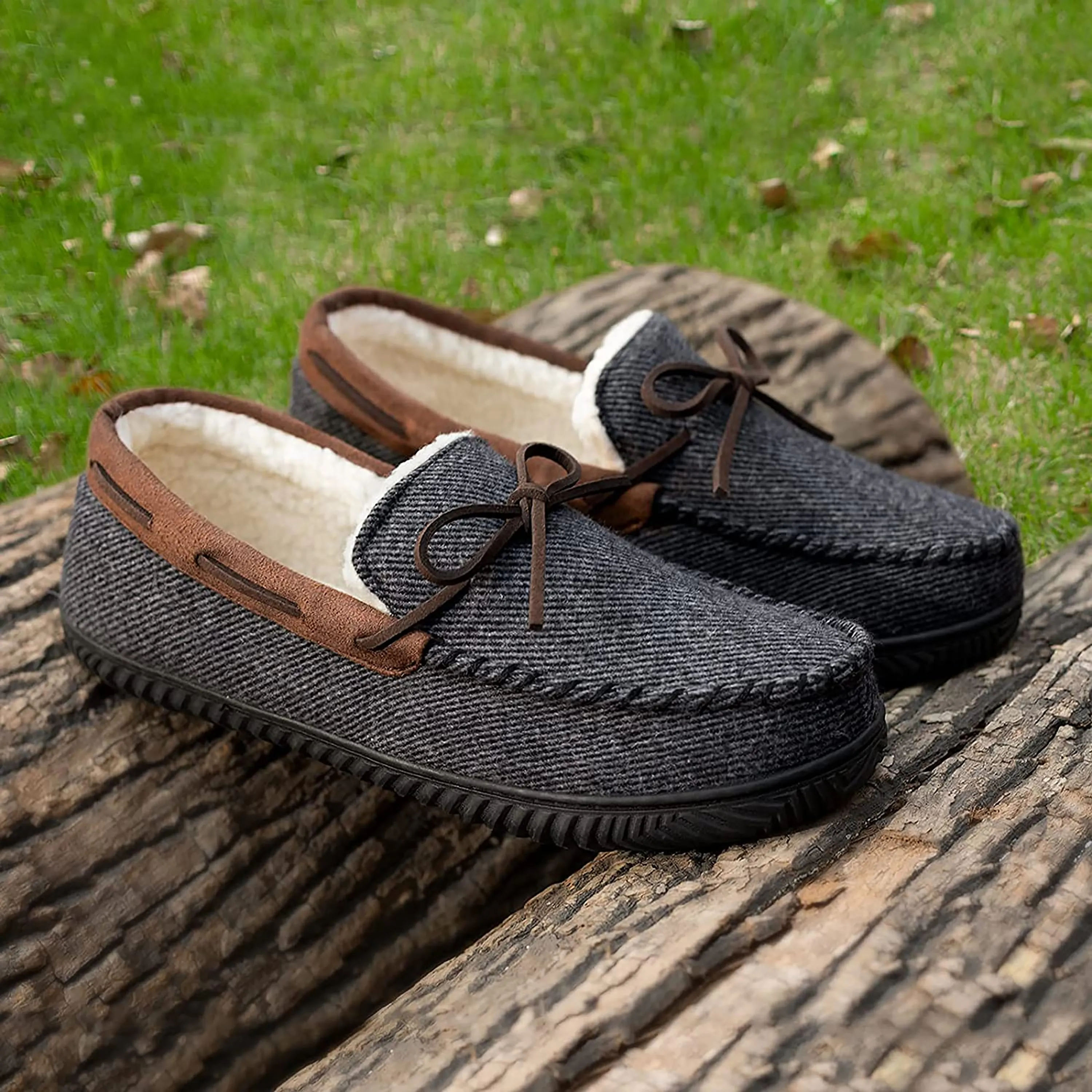 Samuel Sherpa Lined Moccasin Slipper for Men 