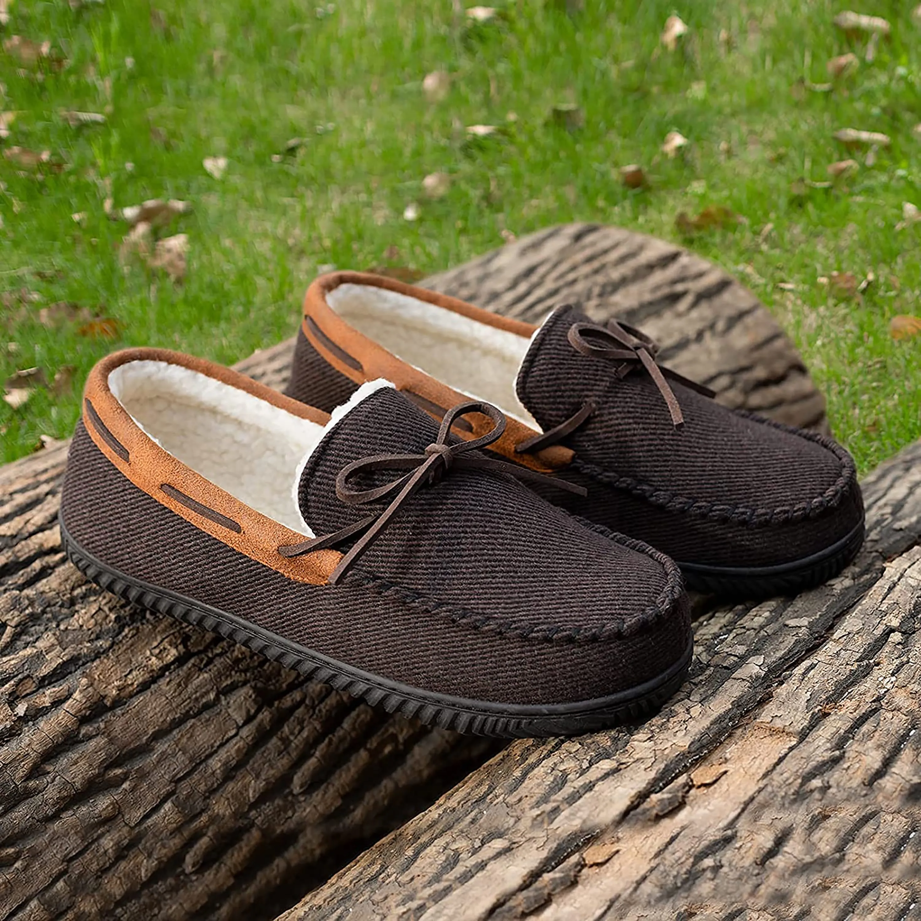 Samuel Sherpa Lined Moccasin Slipper for Men 