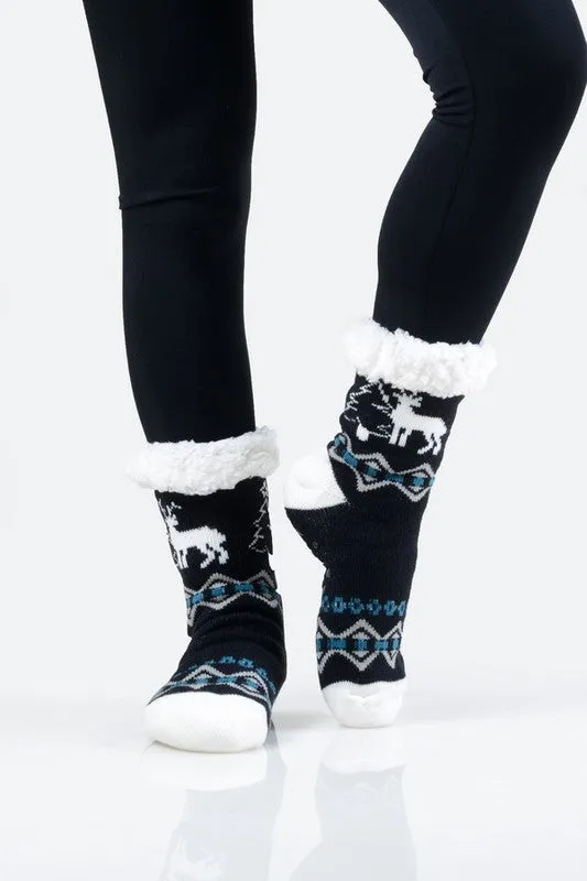 Sherpa Lined Slipper Socks - 30 Print Options