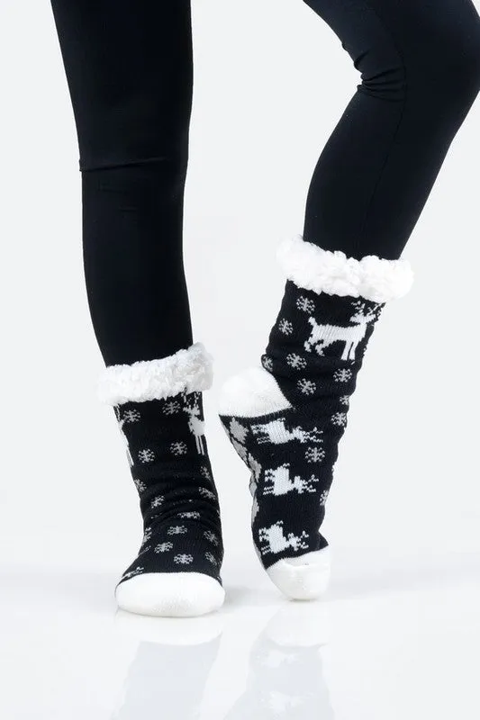 Sherpa Lined Slipper Socks - 30 Print Options