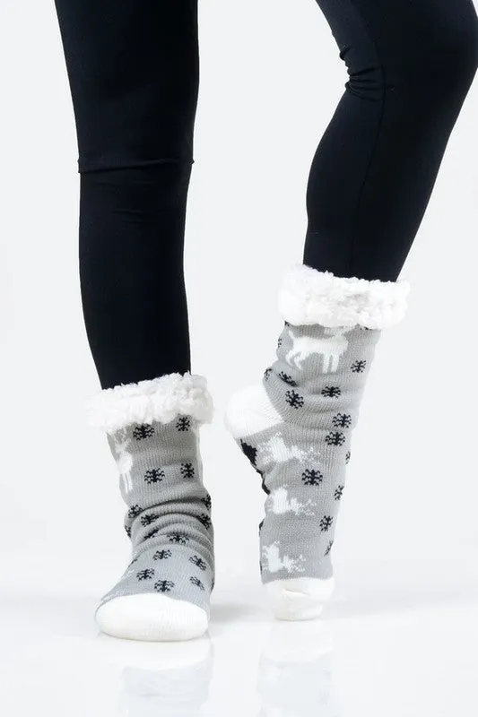 Sherpa Lined Slipper Socks - 30 Print Options