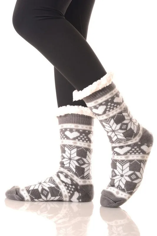 Sherpa Lined Slipper Socks - 30 Print Options