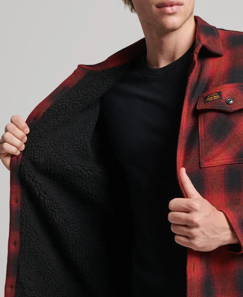 Sherpa Lined Wool Overshirt | Redwood Check