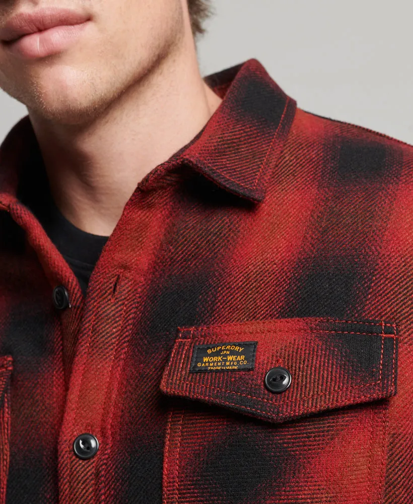 Sherpa Lined Wool Overshirt | Redwood Check