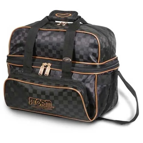 Storm 2 Ball Double Tote Deluxe Black Gold Bowling Bag