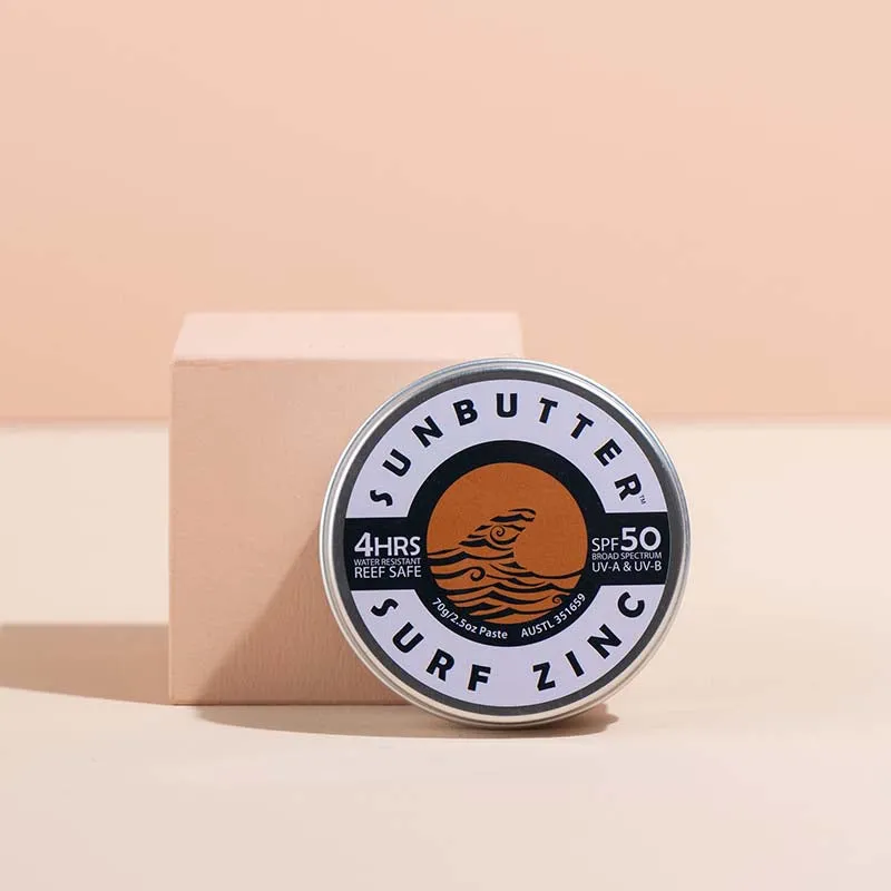 SunButter Vegan SPF50 Water Resistant Surf Zinc --> Vegan Zinc SunButter - SPF50, Water Resistant - Ideal for Surfing