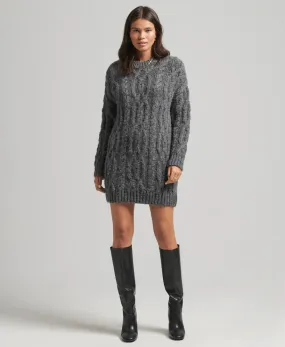 Superdry charcoal marle cable knit dress