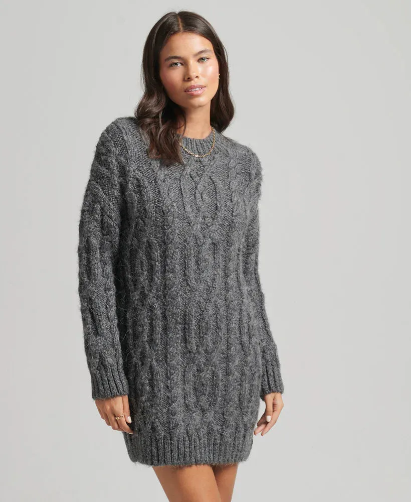 Superdry charcoal marle cable knit dress