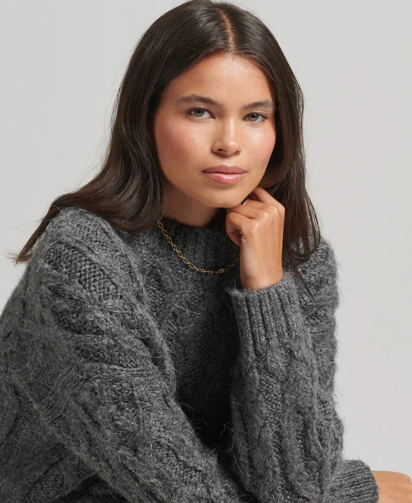 Superdry charcoal marle cable knit dress