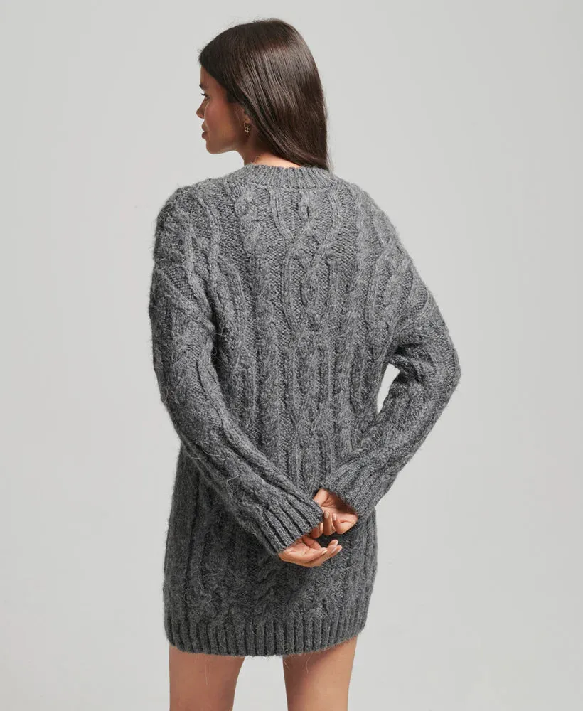 Superdry charcoal marle cable knit dress