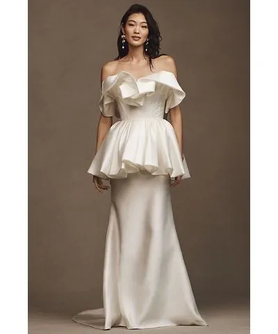 Sébastien Luke Carrie Ruffled Trumpet Wedding Gown