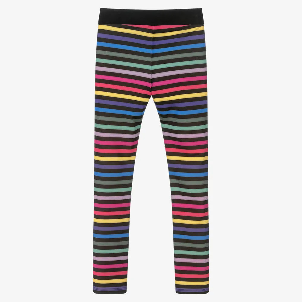 Teen Girls Black Striped Sports Leggings