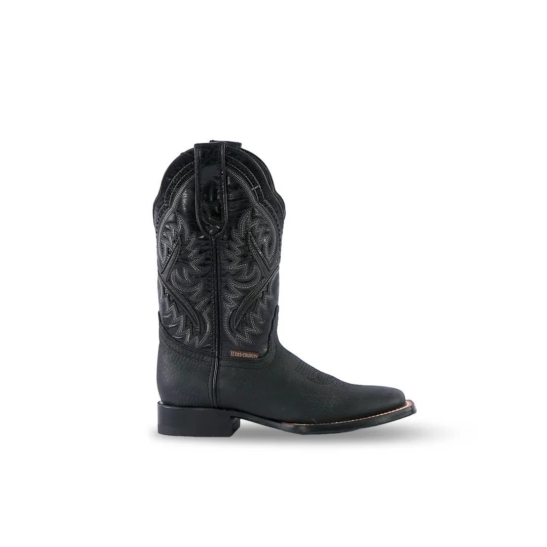 Texas Country Kids Boots Cheyenne Black E28 Rodeo Toe