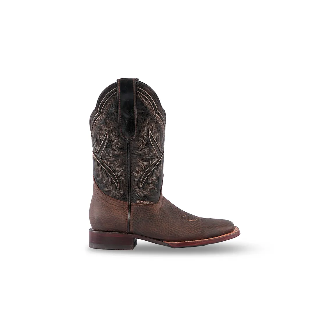 Texas Country Kids Boots Cheyenne Choco E29 Square Toe