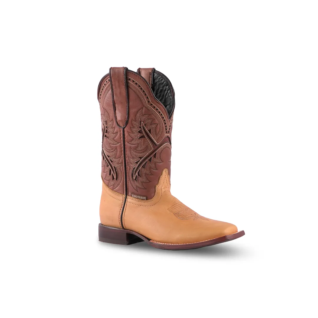 Texas Country Kids Boots Crazy Tan E29 Square Toe