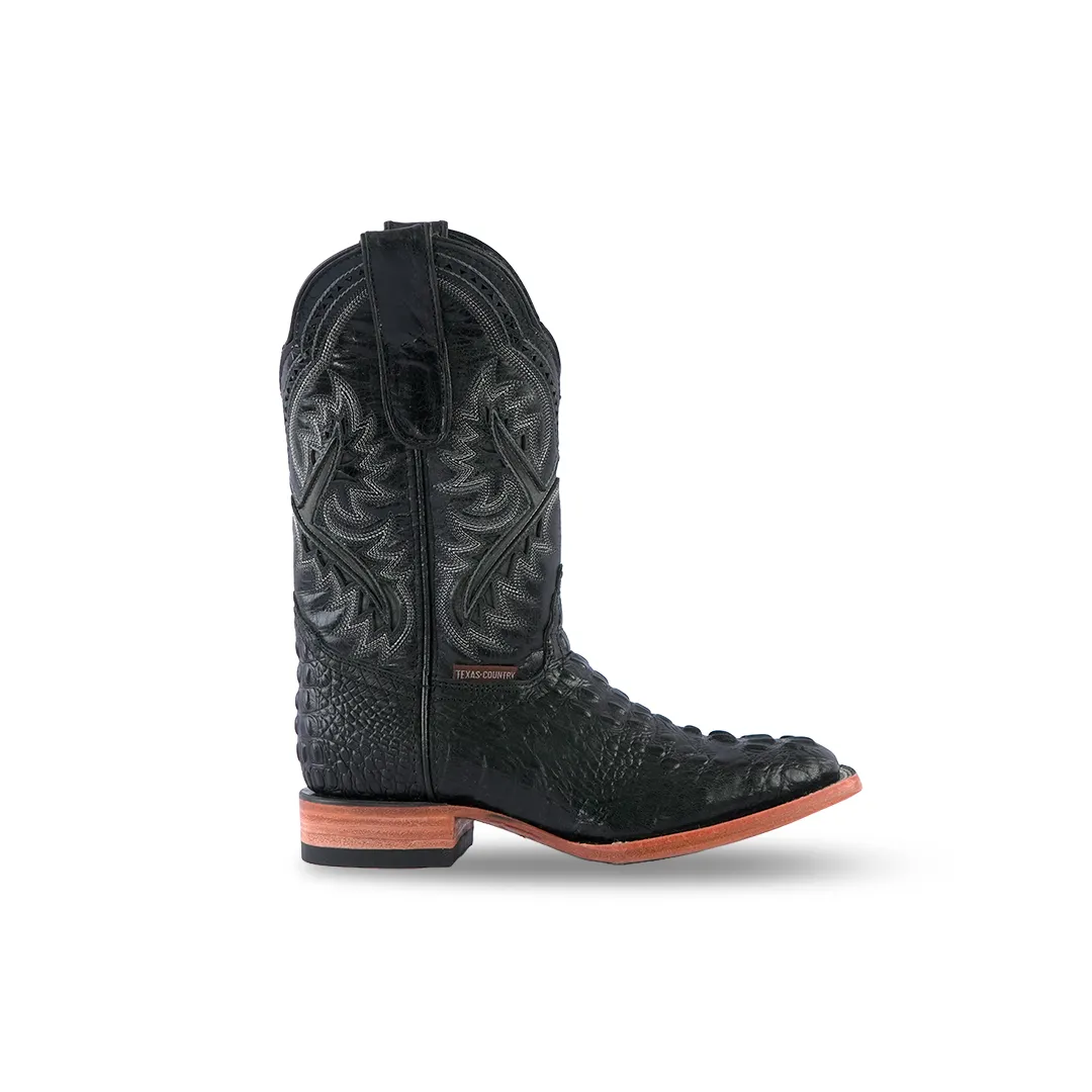 Texas Country Kids Boots Fuscus Black E427 Square Toe