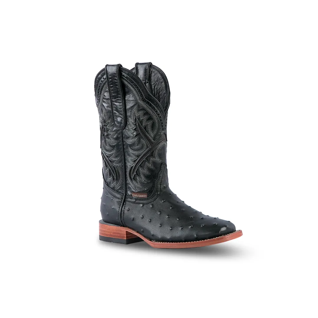 Texas Country Kids Boots Ostrich Black E424