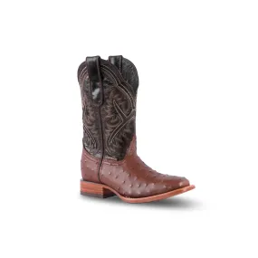 Texas Country Kids Boots Ostrich Choco E424 Square Toe