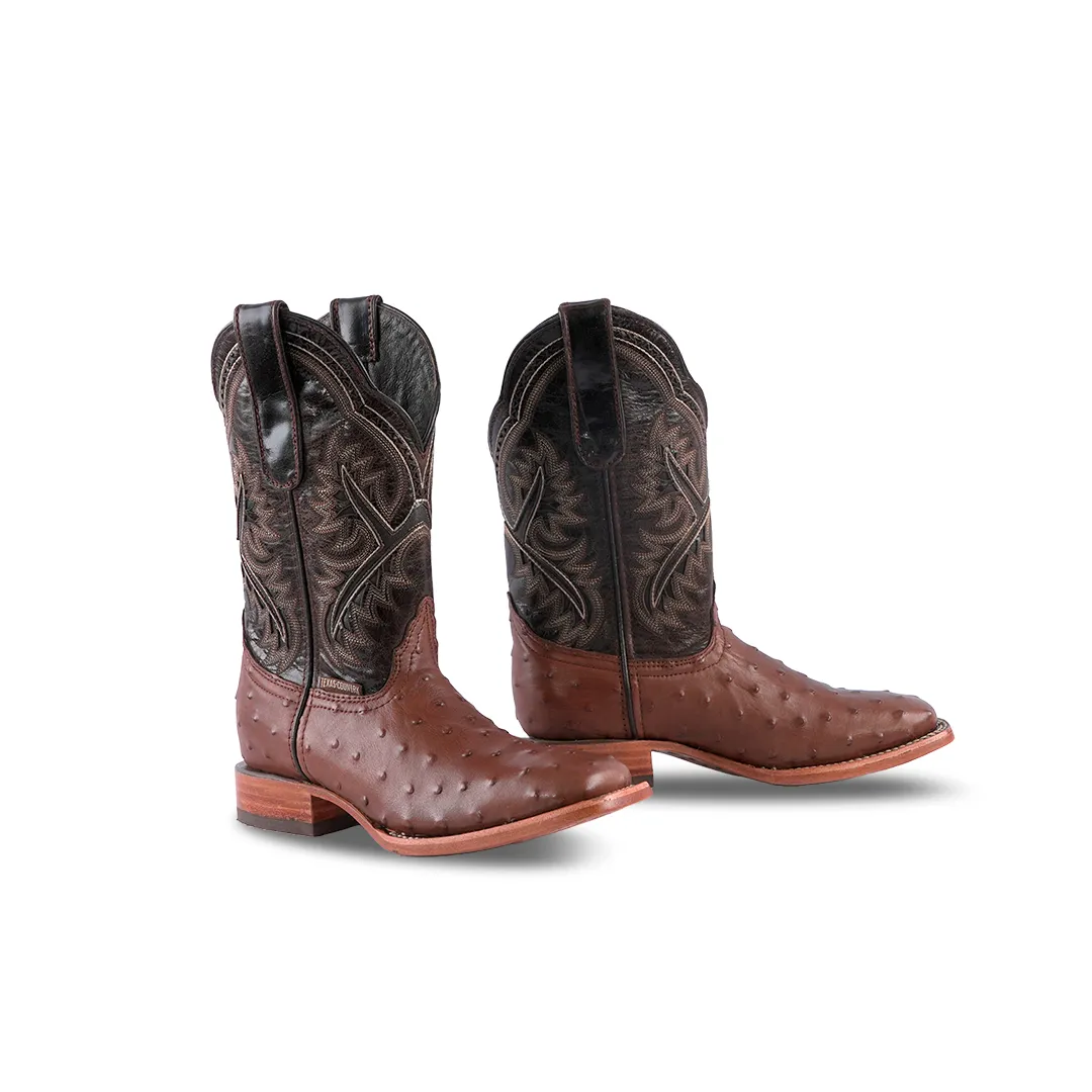 Texas Country Kids Boots Ostrich Choco E424 Square Toe