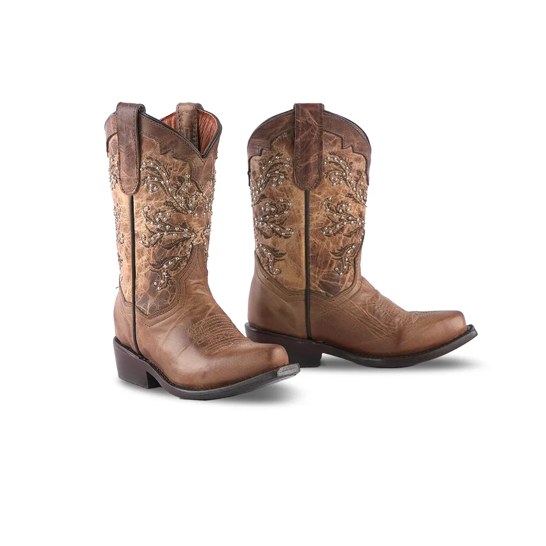 Texas Country Kids Western Girls Boots Cedro Camel 350N Helen