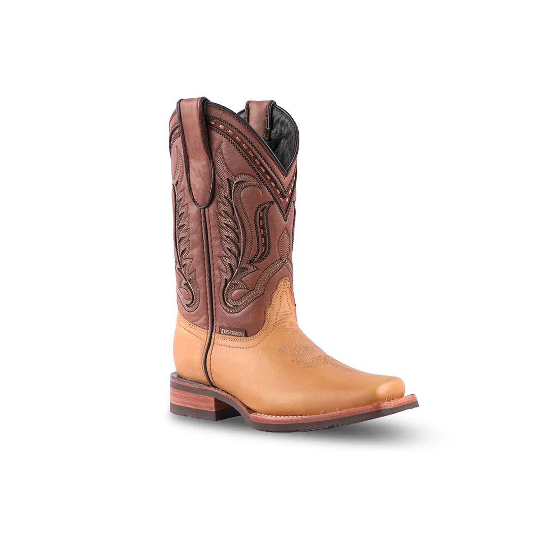 Texas Country Western Boots Kids Crazy Tan Rodeo E28