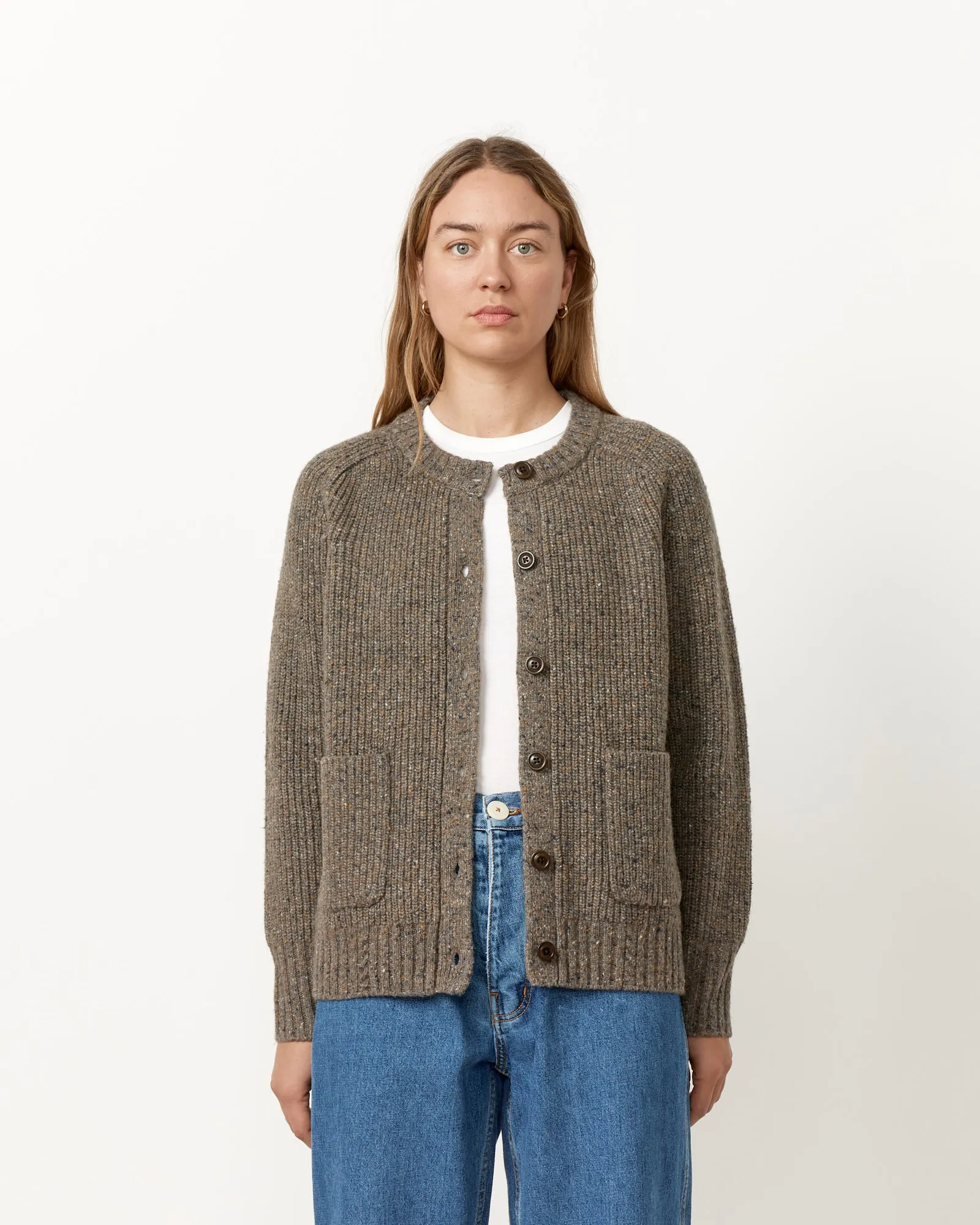 Textile Blend Ribbed Cardigan