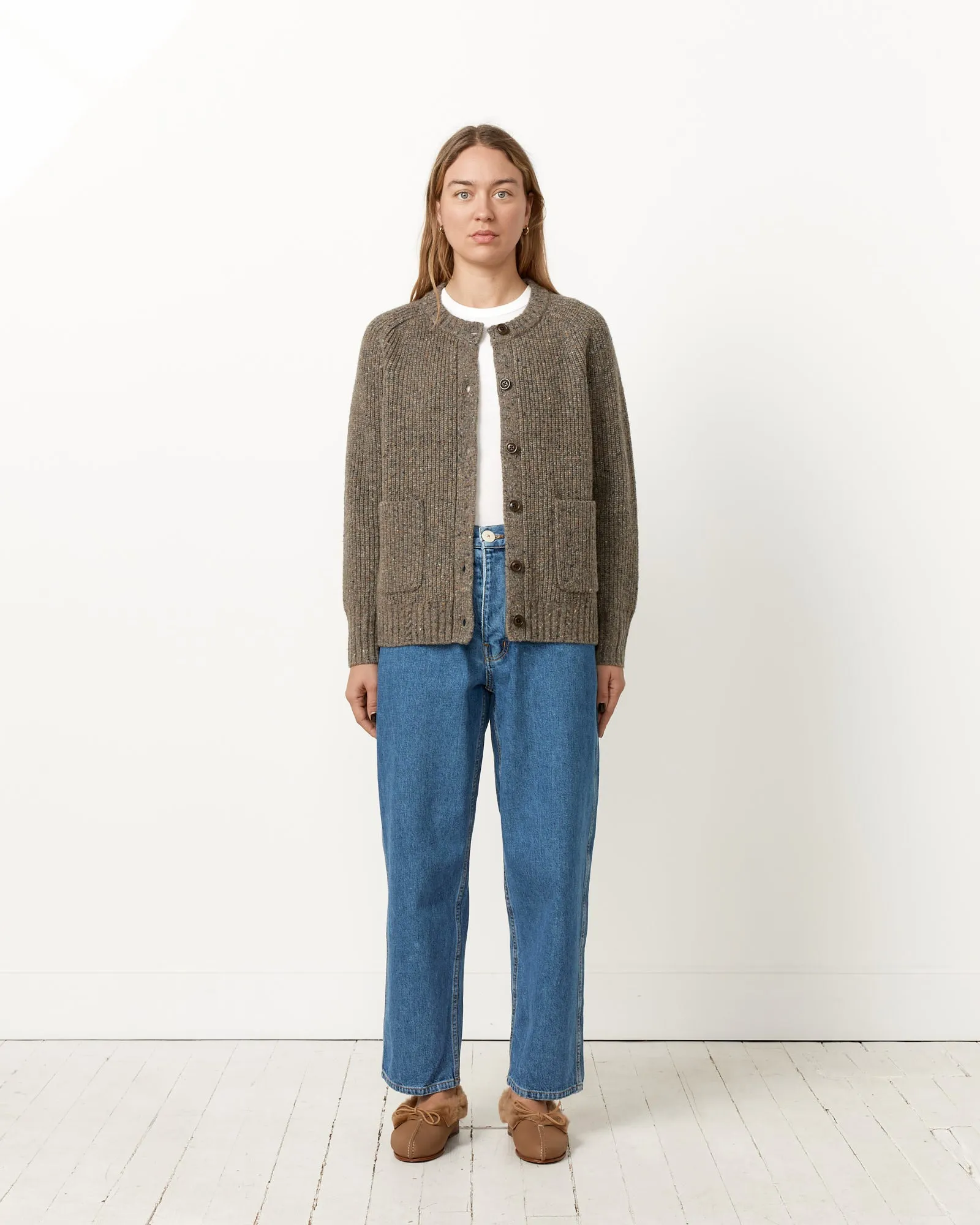 Textile Blend Ribbed Cardigan