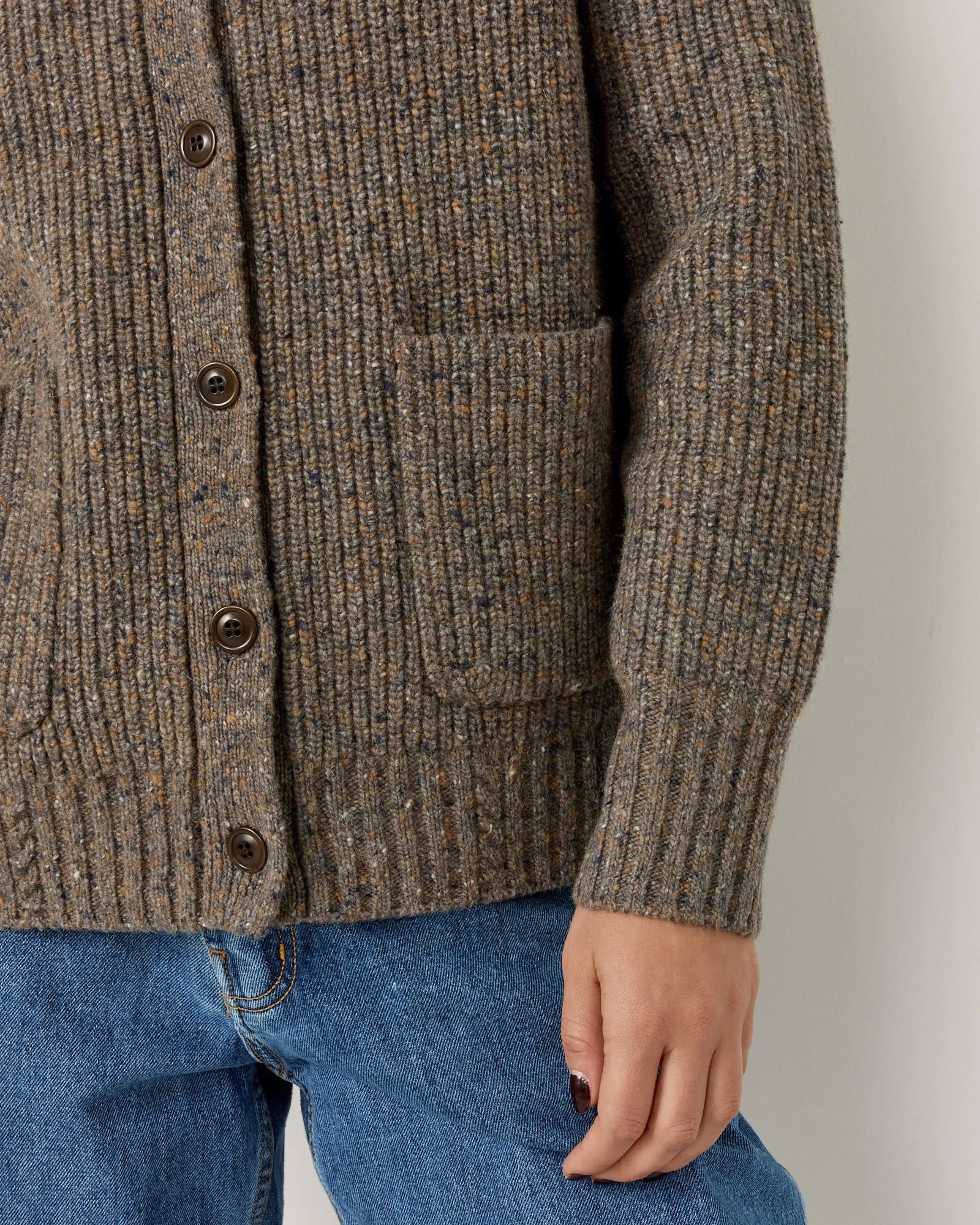 Textile Blend Ribbed Cardigan