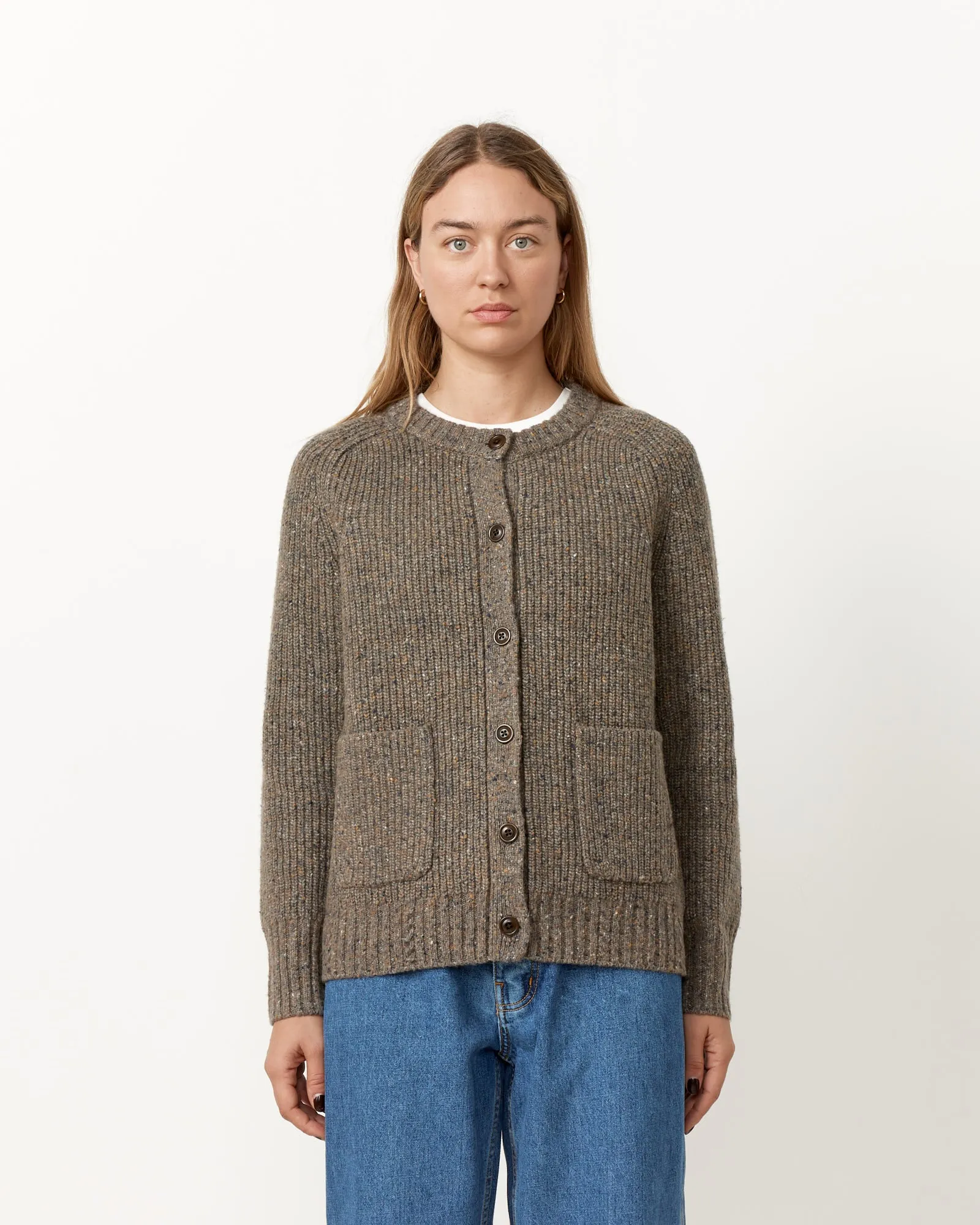 Textile Blend Ribbed Cardigan