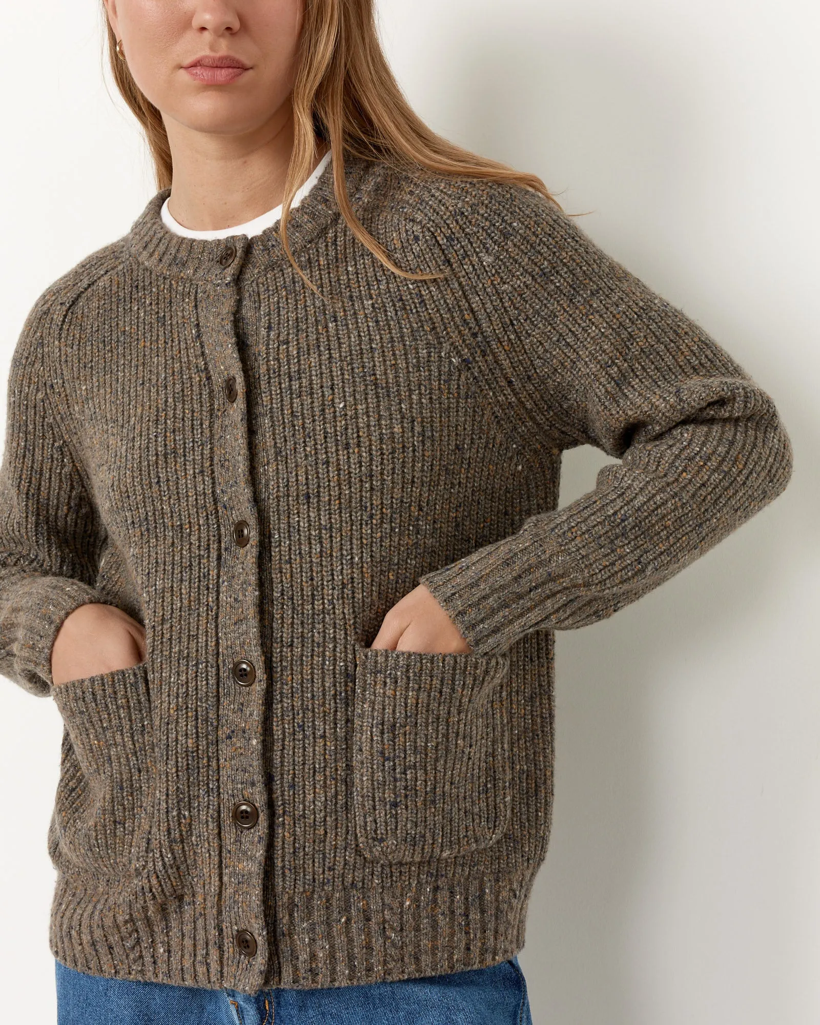 Textile Blend Ribbed Cardigan