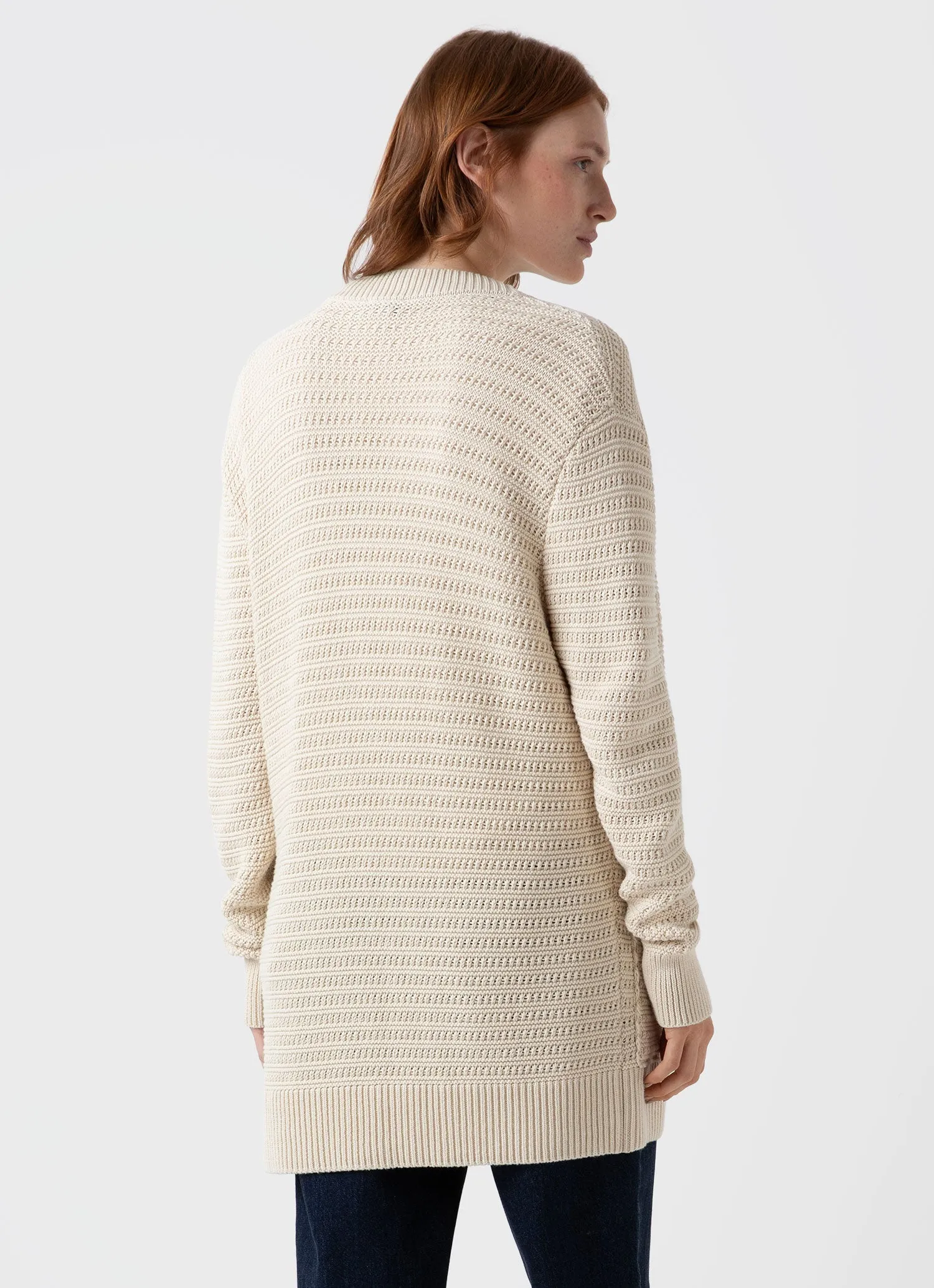 Textured Cardigan for Women in Ecru