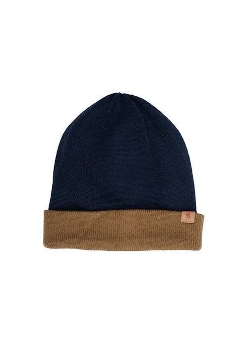 Thomas Cook Navy Tan Beanie.