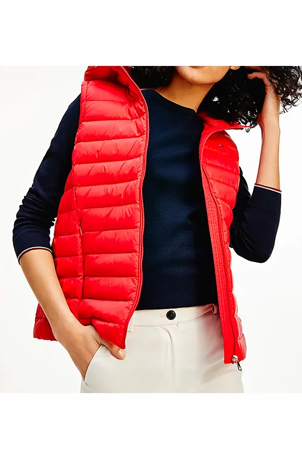 Tommy Hilfiger red down filled women's vest.